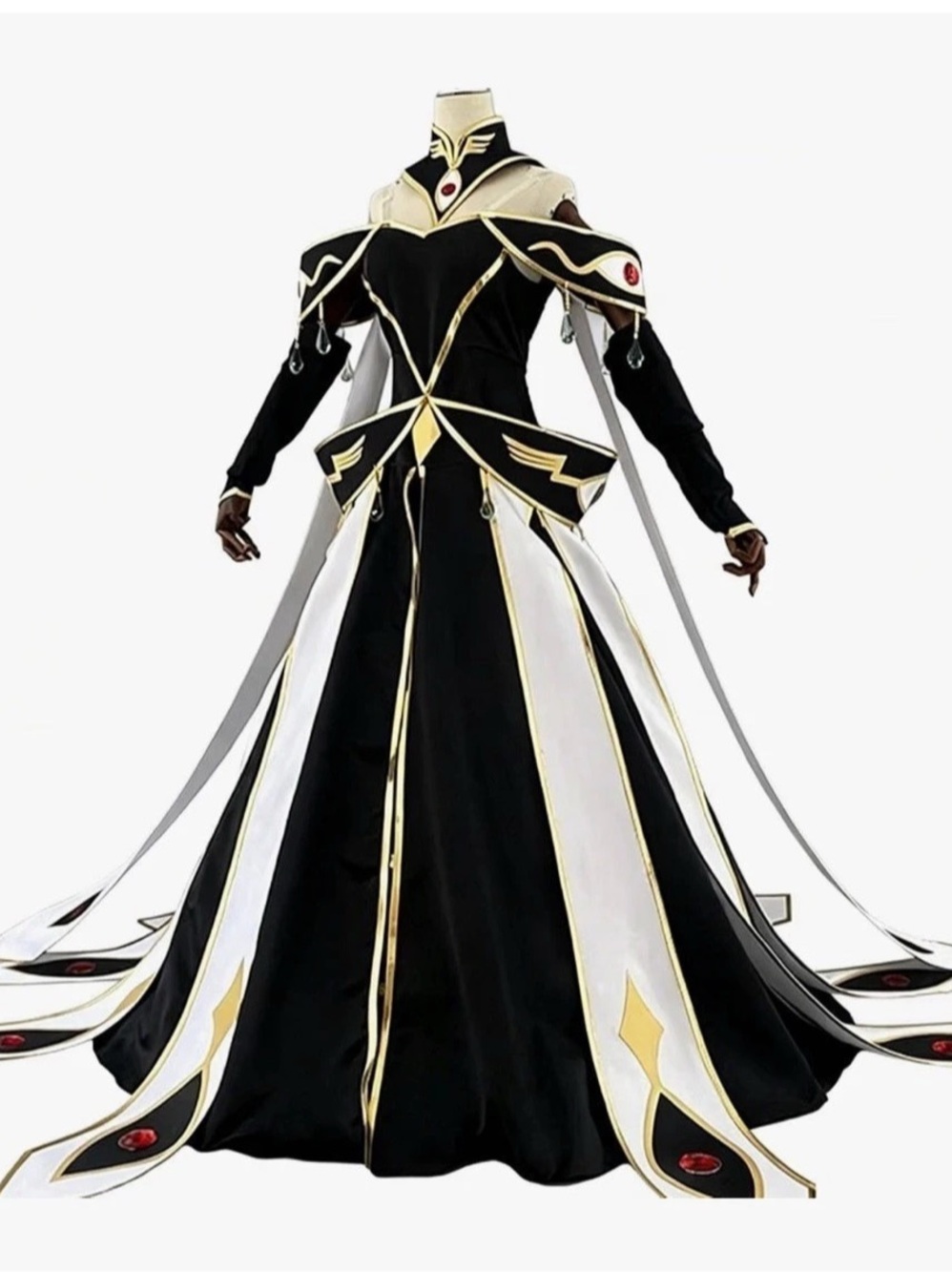 Code Geass C.C. Empress Cosplay Costume Black & White Theater Costume